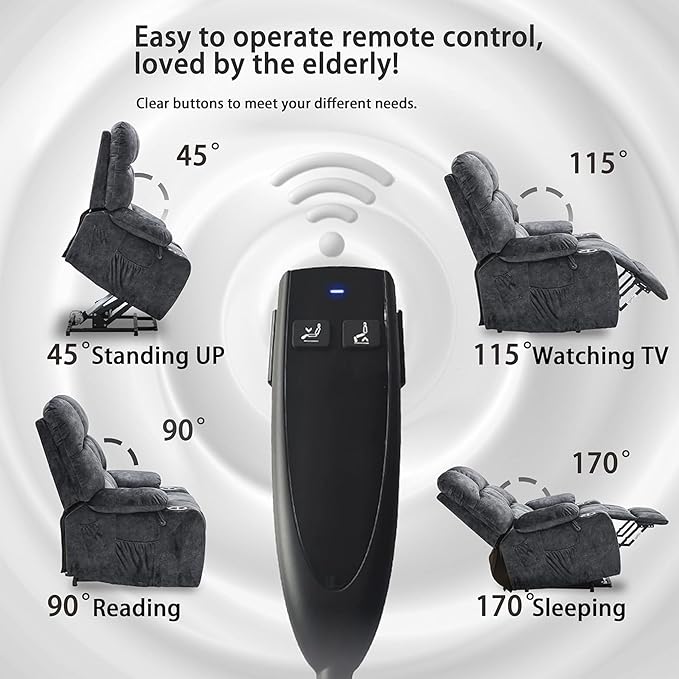 Heavy Duty Recliner Chairs with Cup Holders for Adults Big and Tall, Oversized Power Recliner Lift Chair for Elderly, Heat and Massage, Stand Up, Lay Flat 160 Degree Sleeping