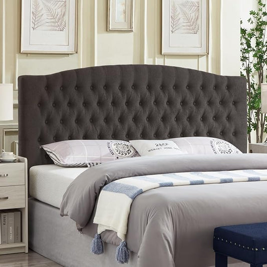 24KF Boucle Upholstered Tufted Button King Headboard and Comfortable Fashional Padded King/California King Size headboard,6025-K-Boucle-Dark Gray