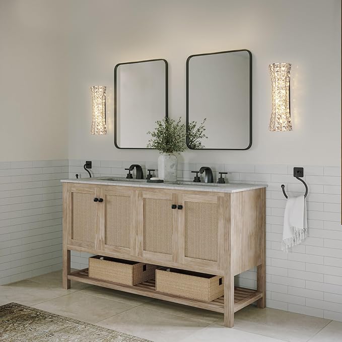 Crystal Wall Sconces,Modern Wall Light Fixtures,Luxury Indoor Chrome Wall Lamp for Living Room Bedroom Bathroom Hallway Doorway Stairway,Bedside,Tricolor Vanity Lighting Fixture