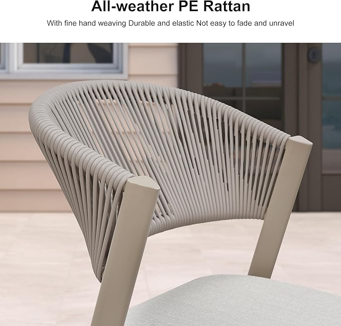 PURPLE LEAF 11-Piece Patio Dining Set Outdoor Furniture Rectangular Table and Chairs Set with Aluminum Frame and Wicker Rattan for Garden Deck Backyard Kitchen Champagne Outdoor Set