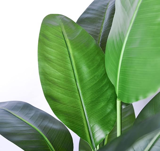 Artificial Bird of Paradise Plant,Faux Palm Tree Potted Plant with Real Touch Leaves,Fake Trees for Home Living Room Office Indoor Outdoor Decor(5FT-1Pack)