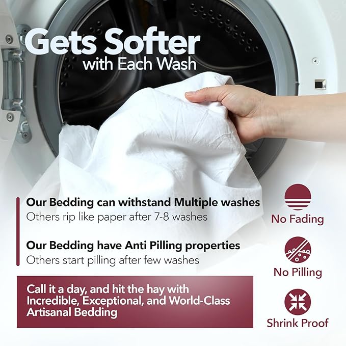 TEXAS LINEN CO. Egyptian Cotton Sheets King Size - 800 Thread Count 4 Piece White King Sheet Set, Sateen Weave Luxury Hotel Egyptian Sheets, Cooling Bedsheet, 16" Deep Pocket (Fits Upto 18" Mattress)