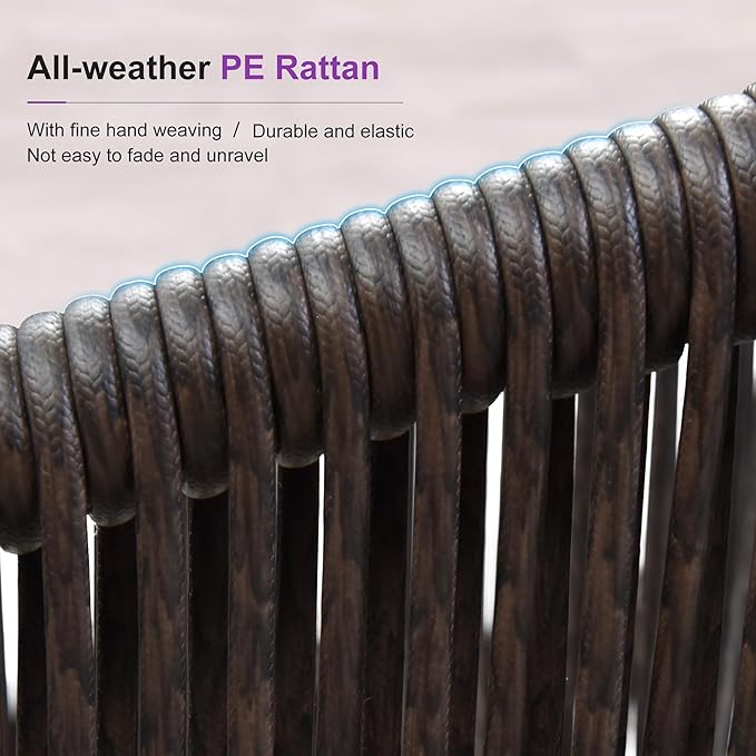 PURPLE LEAF 11 Pieces Outdoor Dining Set Patio Table and Chairs Set Aluminum Wicker Rattan Patio Furniture Set for Lawn Garden Backyard Teak