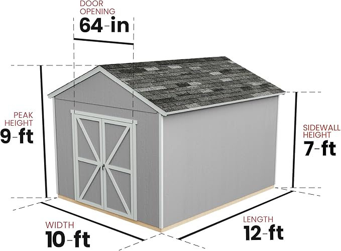 Handy Home Products Rookwood 10x12 Do-It-Yourself Wooden Storage Shed- Does not Include Floor kit, Paint, or Roofing Shingles