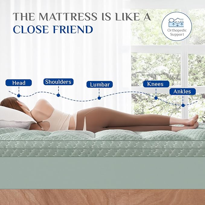 Dual Layer 3 Inch Memory Foam Mattress Topper Twin Size, 2 Inch Gel Memory Foam Plus 1 Inch Cooling Pillow Top Mattress Pad Cover, with 8-21 Inch Deep Pocket, Green