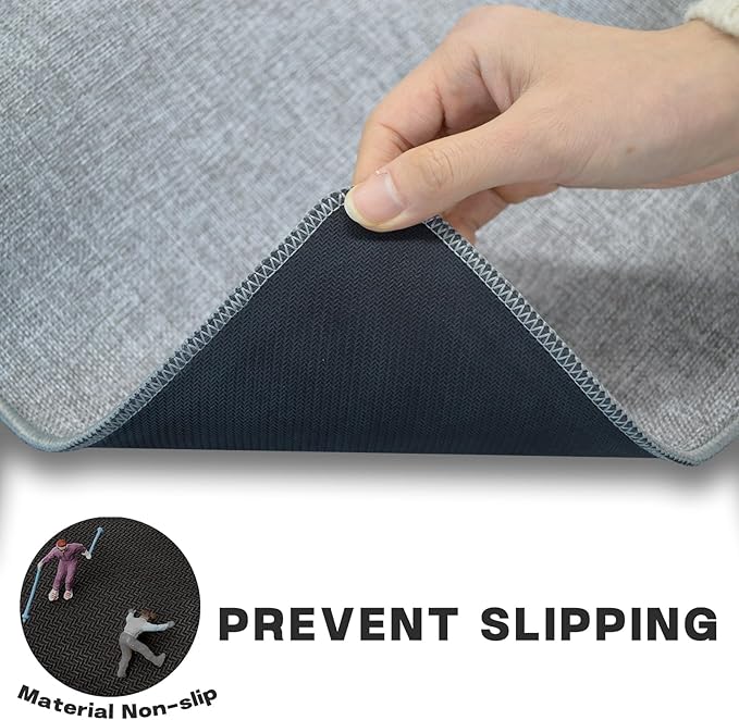 Yancorp Ultra Thin Bath Mat & Rug 35"x 59", Rubber Backed Non-Slip Bathroom Mats, Quick Dry Shower Rugs Under Door, Super Absorbent Floor Mats for Bathroom Sink & Shower Light Gray