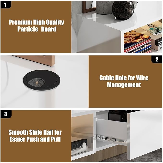 Floating TV Stand for 65 70 75 78 88 95+ inch TV, Entertainment Center with LED Light and Storage Cabinet Media TV Console Shelf for Wall for Living Room Bedroom