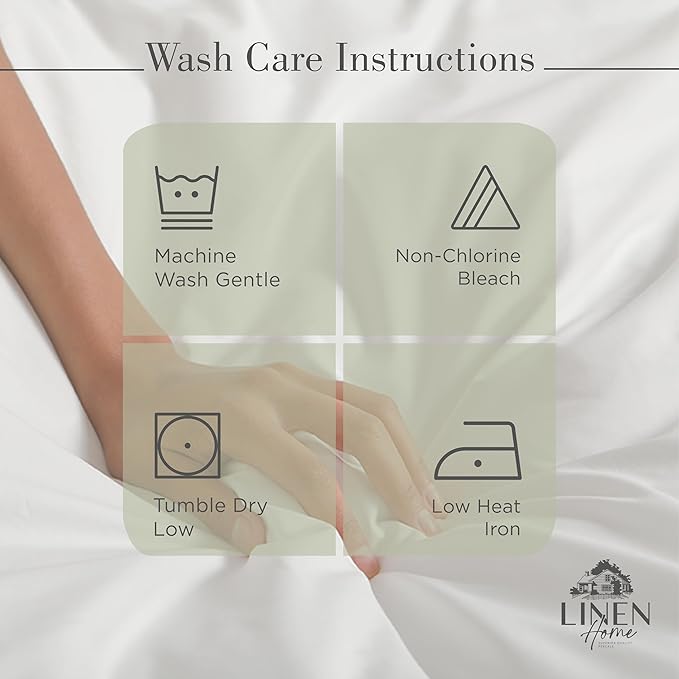 Linen Home 100% Cotton Percale Sheets Full Size, Sage, Deep Pocket, 4 Pieces Set - 1 Flat, 1 Deep Pocket Fitted Sheet and 2 Pillowcases, Crisp Cool and Strong Bed Linen