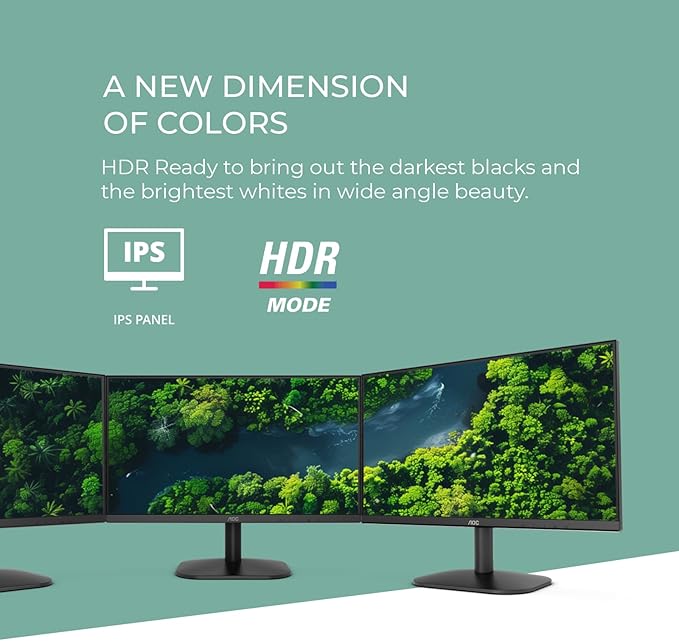 AOC 27B35H3 27" Casual Gaming Monitor, IPS Panel, Full HD (1920 x 1080) 120Hz, 1ms, Adaptive Sync, VGA & HDMI, Flicker-Free, Low Blue Light, HDR Ready, VESA, Tilt Adjust, Eco-Friendly