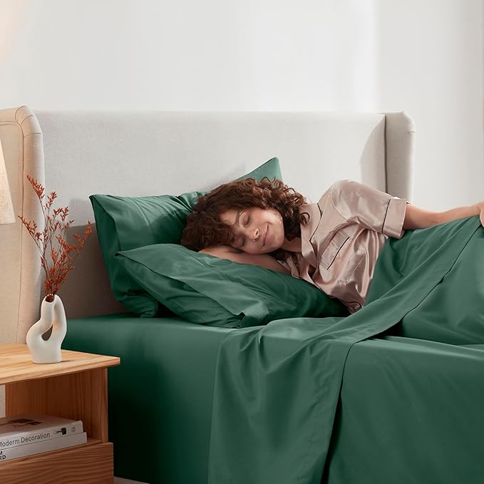Nestl California King Sheet Set - 1800 Ultra-Soft Microfiber Cal King Bed Sheets - Double Brushed - Deep Pockets - Easy Fit - 4 Piece Set - Bed Sheets (California King, Dark Green)
