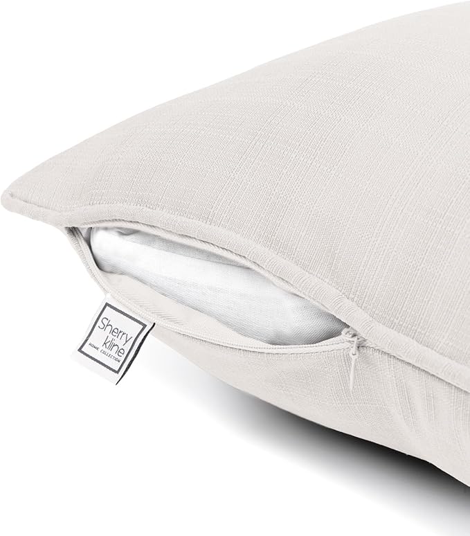 Sherry Kline Sunrise Indoor/Outdoor Rectangle (Boudoir) Corded Edge Filled Pillow Eggshell 13"x18" Set of 2