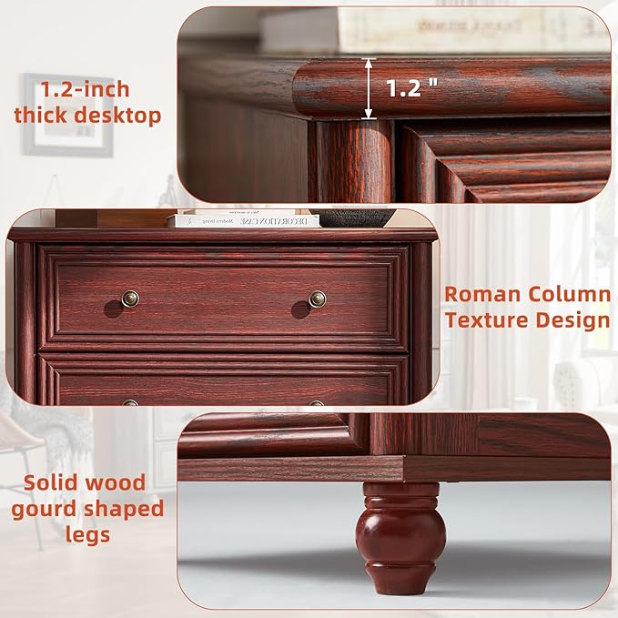 Farmhouse Dresser for Bedroom Set of 2, 5 Drawers Wood 45" Tall Chest of Drawers, Dresser Rustic Storage Dressers Organizer with Metal Handle Closet for Living Room, Hallway Entryway