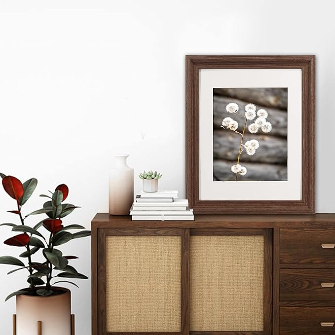 GraduationMall 11x14 Wooden Picture Frames,Display Photos 8x10 with Mat or 11x14 Without Mat,UV Protection Acrylic,Wall or Tabletop Display,Rustic Brown Set of 2