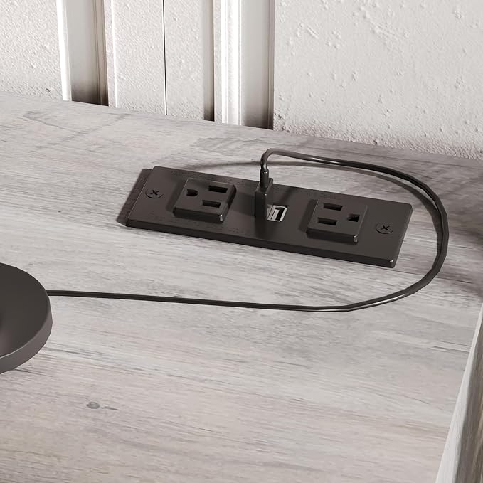 Fameill Dresser for Bedroom, 9 Drawer Wide Dresser Organizer with Charging Station, Tall Dresser for Hallway, Wood Dresser with Metal Handles, Ash Grey