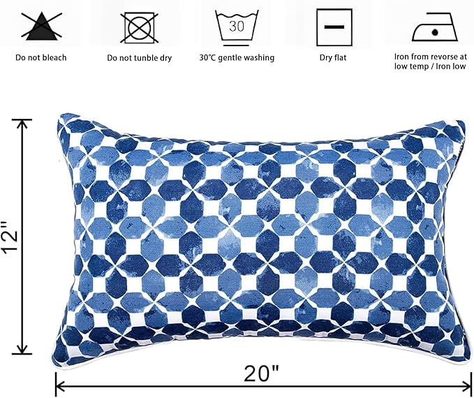 Outdoor Lumbar Pillows - Decorative Pillows with Insert Included Set of 2 Outdoor Pillows for Patio Furniture 12x20 Inch