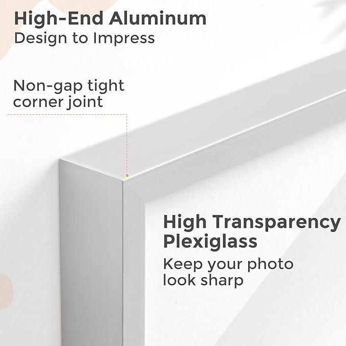 5x7 Picture Frame - 7 by 5 Metal Frame With Mat For 4x6, Aluminum Photo Frame Plexiglass And Hanging Hardware Included, 5 x 7 Silver Picture Frame | Silver