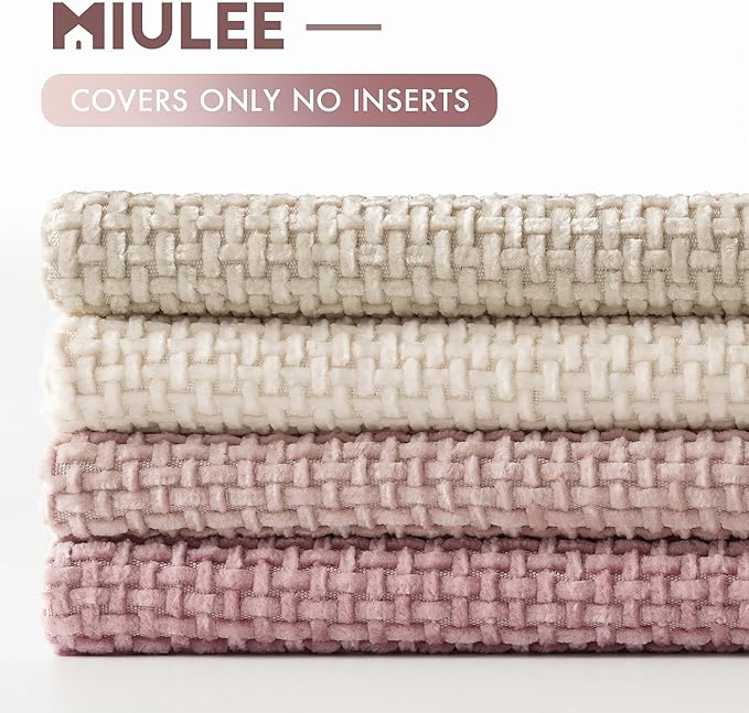 MIULEE Pack of 4 Couch Throw Pillow Covers 16x16 Inch Neutral Pink Cute Decorative Chenille Pillow Covers Farmhouse Boho Accent Cushion Covers for Coquette Room Decor Spring Sofa Bedroom Living Room