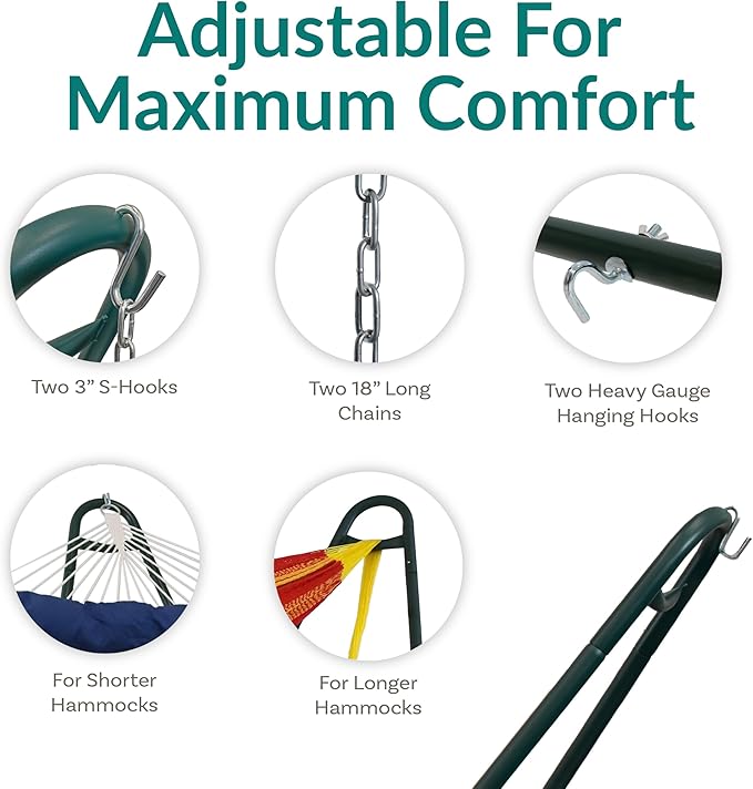 Sunnydaze Universal Double Hammock Stand Only - 550-Pound Capacity - Heavy-Duty Hammock Stand for Outside - Fits 9 to 14 Foot Hammocks - Green