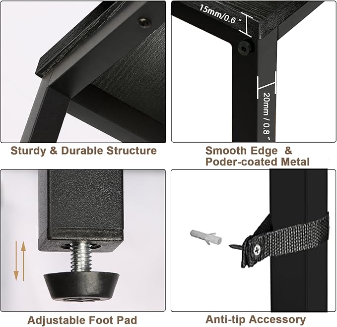 Narrow Console Table, 47 Inch Sofa Table with Adjustable Shelf, 2-Tier Long Skinny Table for Hallway, Entryway, Living Room, Foyer, Black