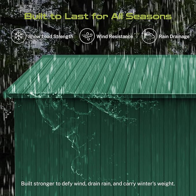 6' x 4' Outdoor Storage Shed, Sturdy Metal Building w/Lockable Doors for Garden, Backyard, Poolside and Lawn, Green