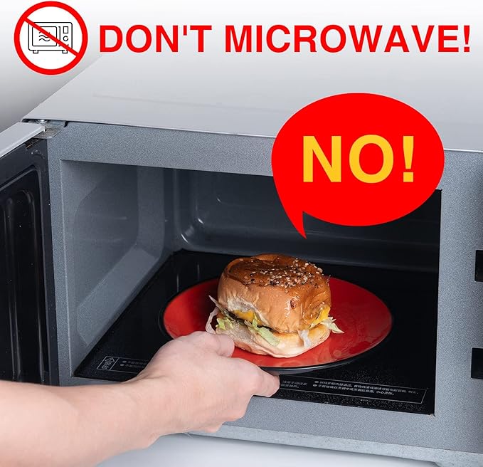 TP 18-Piece Dinnerware Set, Melamine Dishes Set with Bowls and Plates, Service for 6, Non-breakable Lightweight Dining Tableware, Black and Red