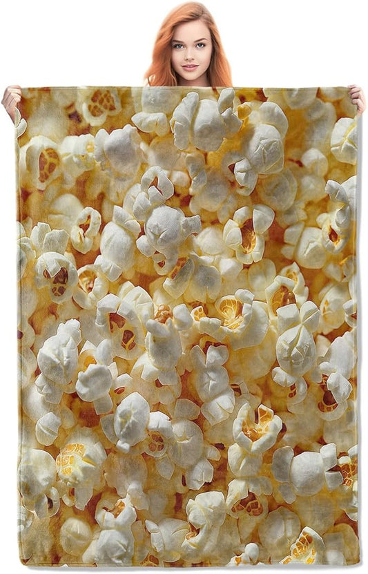 Popcorn Movie Blanket Gifts for Women Girls Adults Kids Soft Warm Lightweight Cozy Movie Theme Cinema Popcorn Throw Blankets for Bed Sofa Couch Living Room Decor 50x40in