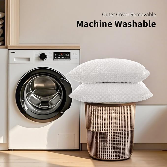 DAYLUCK Cooling Bed Pillows for Sleeping 2 Pack, Standard/Queen Size Set of 2, Firm and Soft Adjustable Shredded Memory Foam Pillows for Side Back Stomach Sleepers, Neck Pain Relief