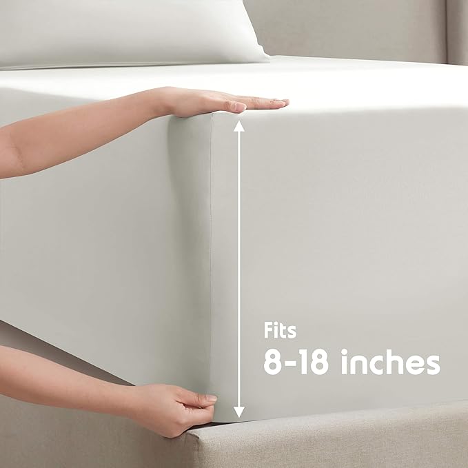 Nestl Bed Linen Set - Short Queen 4Piece Sheet Set, Microfiber, Off White, Lightweight, Breathable, Wrinkle Free