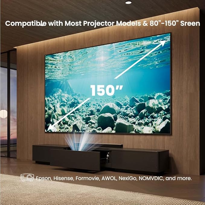 102" Ultra Short Throw Projector TV Stand, Mid-Century Modern Electric Cabinet with Linkage Memory Function and Ample Storage Space, Entertainment Center for Living Room, Black