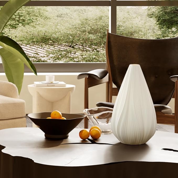 RONDURE 12.5" Modern Ceramic Table Lamp, Modern Bedside Lamps for Bedroom, Living Room and Nightstand, White Translucent Ceramic Shade, Warm Ambient Lighting, Home Decor