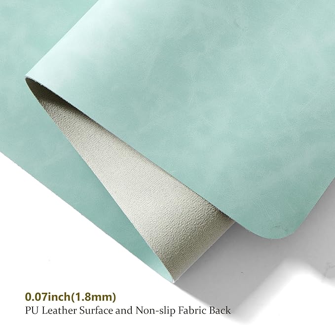 Distressed Leather Desk Mat - Non-Slip PU Desk Pad for Office and Home - Desk Organization and Accessories - Ideal for Large Mouse Pad and Desk Mats on Top of Desks(Mint Green,27.6"x 13.8")