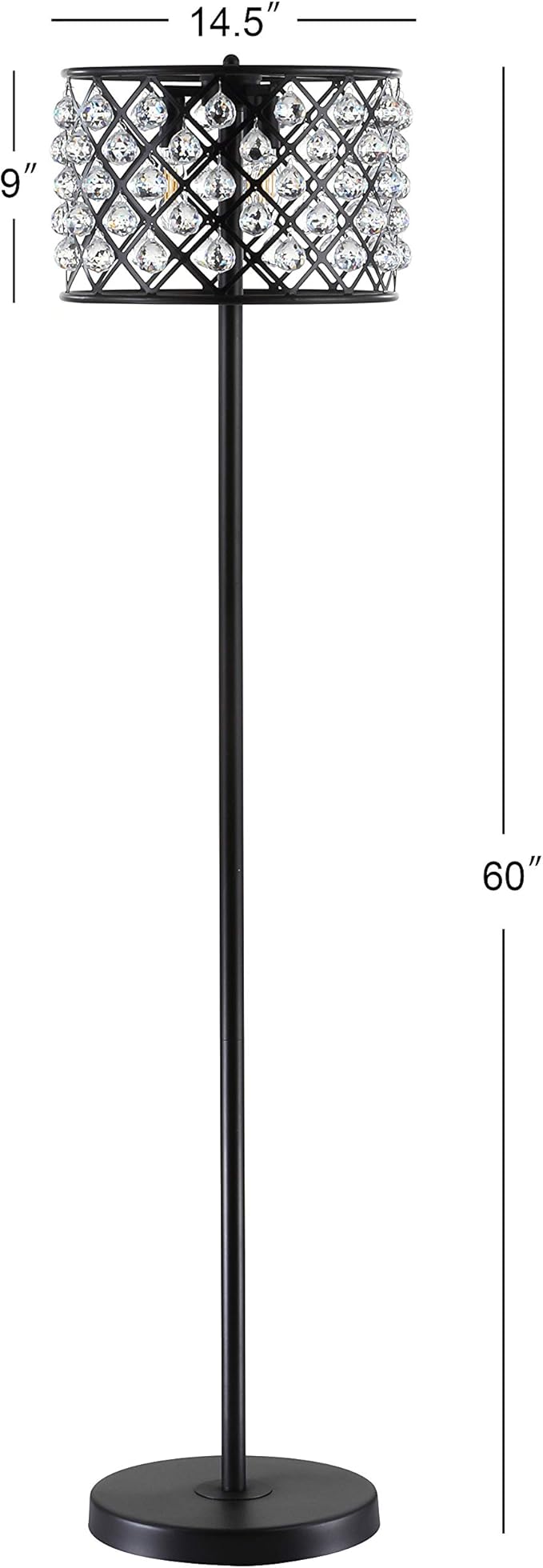 JONATHAN Y JYL9000B Elizabeth 60" Crystal/Metal LED Floor Lamp, Contemporary, Modern, Transitional, Elegant, Office, Living Room, Family Room, Dining Room, Bedroom, Hallway, Foyer, Bronze/Clear