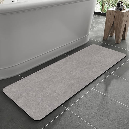 MontVoo -Bath Mat Rug-Rubber Backing Non Slip Quick Dry Absorbent Thin Bathroom Rugs Fit Under Door-Faux Suede Surface Bathroom Floor Mats-Shower Rug for in Front of Bathtub Shower Gray 24"x48"