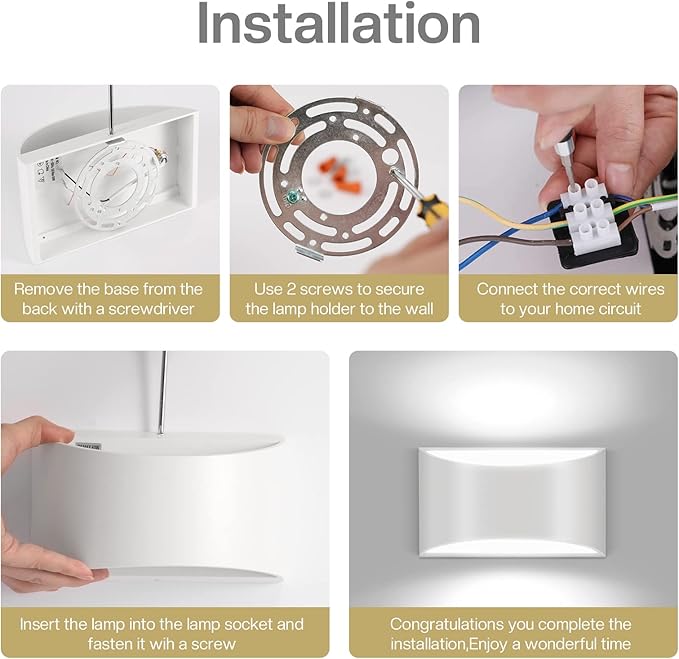 4 Pack Wall Sconces Indoor White Modern LED Wall Sconce Hardwired Up and Down Wall Light Fixture for Bedroom Hallway Corridor Cool White 6000K(with G9 Bulbs)