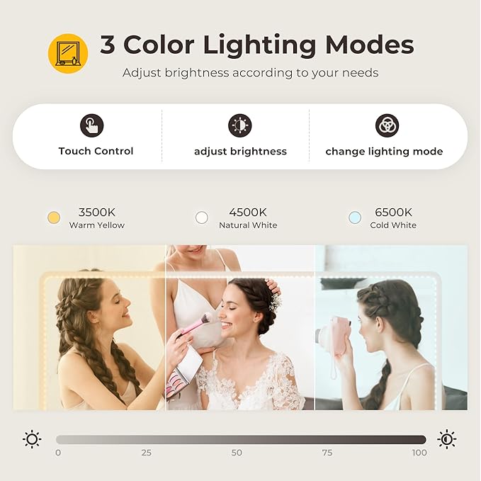 39" Vanity Desk with Mirror and Lights, 5 Drawers Makeup Vanity Desk with Tempered Glass top, 3 Lighting Modes Adjustable Brightness, White Vanity with Magnetic 5X Magnifier for Bedroom