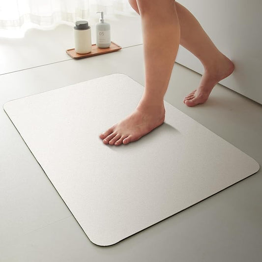 White Bath Mat, Bathroom Rugs Non Slip Washable Thin Absorbent Quick Dry Bath Mat Fits Under Door Bathroom Floor Mat Perfect for Bath, Shower, or Sink 36"x48" White