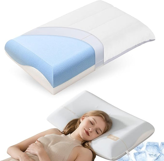 Memory Foam Pillows, Bed Pillow for Sleeping, Cooling Pillows for Neck and Shoulder Pain, Soft Pillow for Side Sleepers, Standard Pillow Cube, Back Neck Support Pillow for Bed (1 Pack, 4" H)