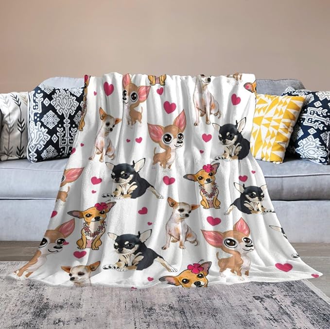 Chihuahua Dog Blanket Chihuahua Gifts for Girls Women Chihuahua Lovers Chihuahua Throw Blanket Kids Adults Soft Warm Cozy Fleece Blanket for Couch Sofa Bed 40"x50"