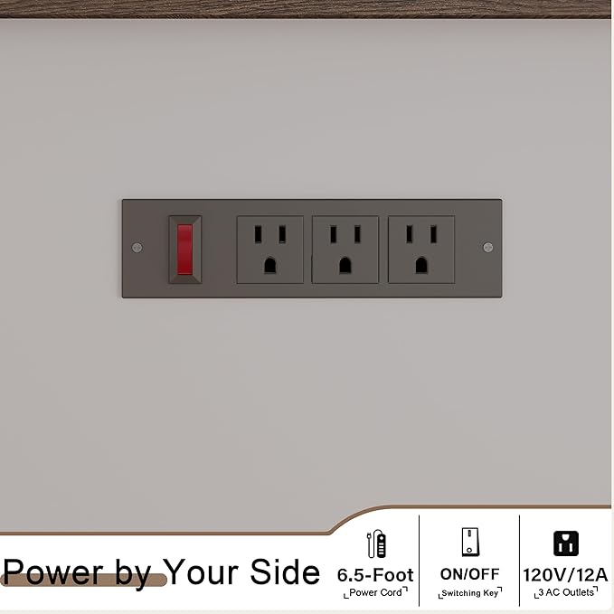 ChooChoo Farmhouse Console Table with Charging Station, 35.4 L x 17.7 D x 31.49 H Coffee Bar Cabinet with Storage, Sideboard Buffet Cabinet with Doors for Kitchen, Living Room, White