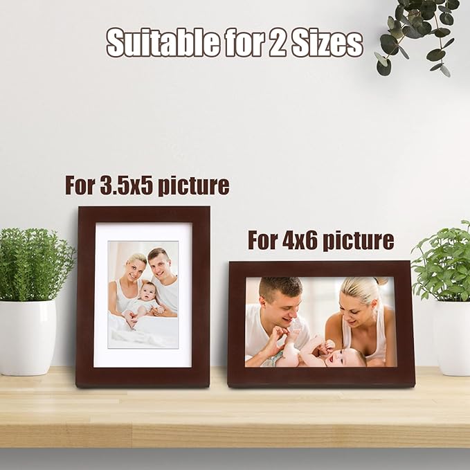 Egofine 4x6 Picture Frame with Plexiglass, Display Pictures 3.5x5 with Mat or 4x6 Without Mat for Tabletop and Wall Mounting, Walnut Color