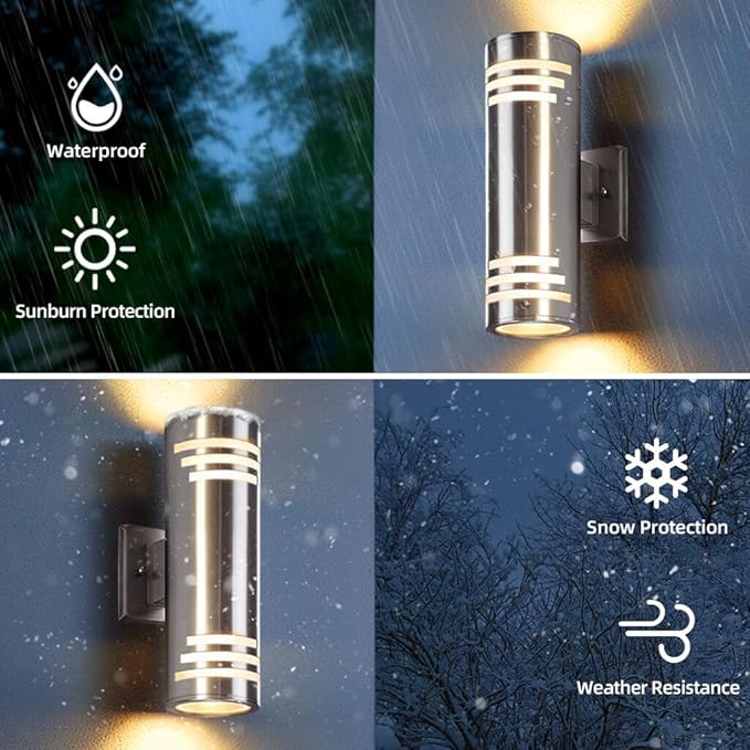 SHIMR Smart RGB Outdoor Wall Lights, WiFi LED Color Changing Exterior Sconce, APP Control Stainless Steel Porch Light Fixture with Remote for House Garage, No Hub Required Compatible with Alexa