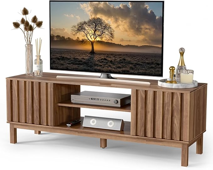 TV Stand for 32 65 inch TV, Entertainment Center with Storage Cabinet, Mid Century Modern Media Console Table for Living Room, Office