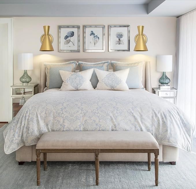 HEQIQEH Adjustable Modern Battery Powered Wall Sconces Light Set of 2 with Flared Funnel Metal Shade, 13 RGB Remote Control Dimmable Wall Mounted Lamp for Galleries, Hallway, Bedroom, Hotels