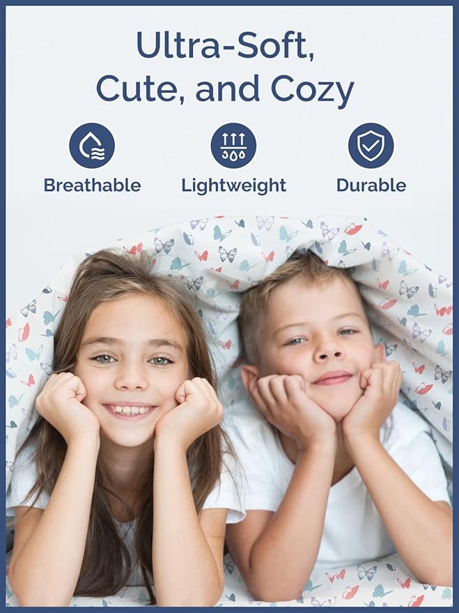Kids Full Size Butterfly Bed Sheets - 4 Piece Butterfly Sheet Set - Insect Themed Bedding - Soft, Cute & Cozy - Breathable & Machine Washable - Whimsical Bed Set for Boys, Girls, Teens and Toddlers