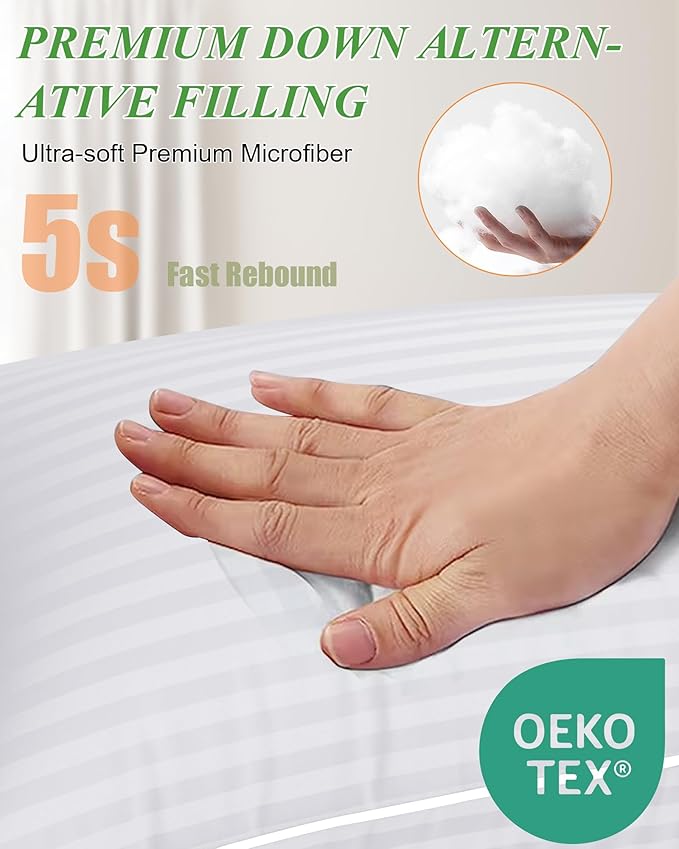 Pillow Insert Set of 4, Soft Virgin Microfiber Square Throw Pillow Inserts for Living Room, Couch Bed Pillows, Down Alternative Filled, 12x20 Inch(30x50cm White