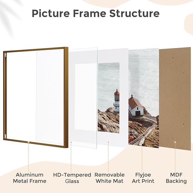 12x12 Frame - Metal Square Picture Frame With Tempered Glass 12x12 Frame With Mat For 8x8 Minimalist Modern Poster Frame Home Wall Decor Hanging Hardware Included (3PCs, Bronze)