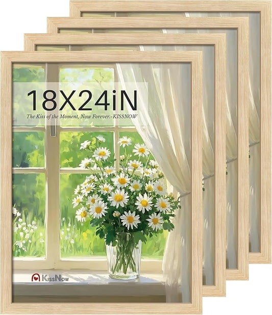 18x24 Poster Frame set of 4, Natural Oak Wood Picture Frame, Wall Hanging
