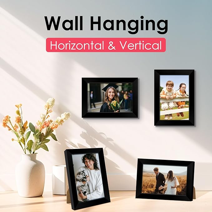 FIXSMITH 4x6 Picture Frame, Black Photo Frames with HD Plexiglass for Wall Hanging or Tabletop Display, 1 Pack