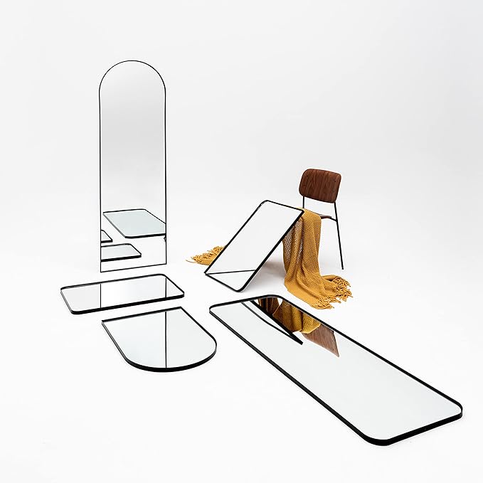 Wall Mount Mirror for Bathroom, Brushed Black Metal Framed Rounded Corner Rectangular Vanity Mirror (24" x 36", Black)