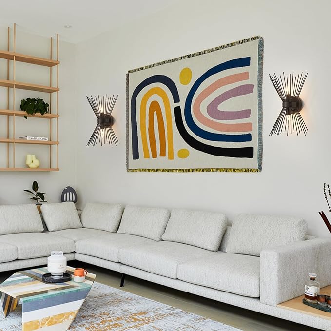 Modern Black Wall Sconces 2 Pack Vanity Light Starburst Bedside Wall Sconce Lighting Fixture Mid Century Wall Lamps for Bedroom, Hallway, Entryway, Passway, Bathroom